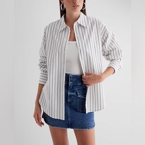 Express Poplin Striped Boyfriend Portofino Shirt